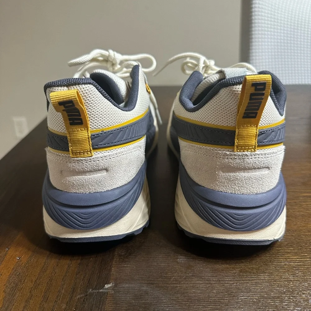 Puma Cream, Navy &‎ Yellow Active Running Sneakers